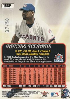 2001 Ultra - Platinum Medallion #156P Carlos Delgado  Back