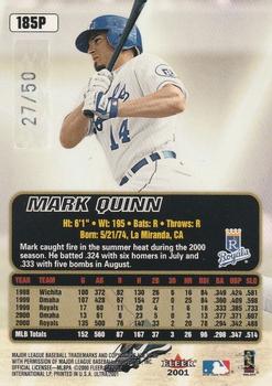 2001 Ultra - Platinum Medallion #185P Mark Quinn  Back