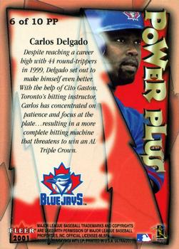 2001 Ultra - Power Plus #6PP Carlos Delgado  Back