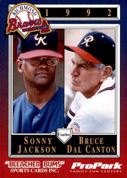 1992 Bleacher Bums Richmond Braves #23 Sonny Jackson / Bruce Dal Canton Front