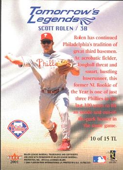 2001 Ultra - Tomorrow's Legends #10TL Scott Rolen  Back