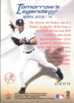 2001 Ultra - Tomorrow's Legends #12TL Derek Jeter  Back