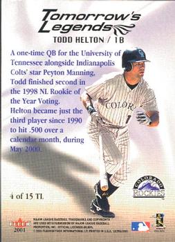 2001 Ultra - Tomorrow's Legends #4TL Todd Helton  Back