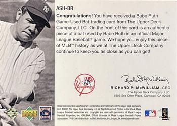 2001 Upper Deck - All-Star Heroes #ASH-BR Babe Ruth Back
