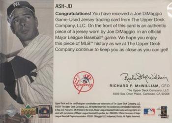 2001 Upper Deck - All-Star Heroes #ASH-JD Joe DiMaggio Back