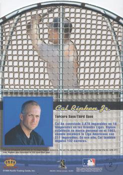 1999 Pacific Crown Collection - In The Cage #2 Cal Ripken Jr.  Back