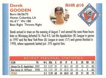 1999 Winnipeg Goldeyes #NNO Derek Gooden Back