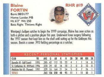 1999 Winnipeg Goldeyes #NNO Blaine Fortin Back
