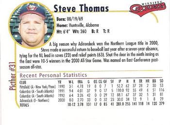 2001 Winnipeg Goldeyes #NNO Steve Thomas Back