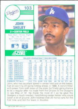 1989 Score #103 John Shelby Back