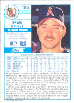 1989 Score #185 Bryan Harvey Back