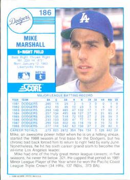 1989 Score #186 Mike Marshall Back