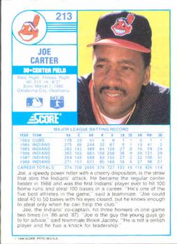 1989 Score #213 Joe Carter Back