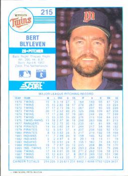 1989 Score #215 Bert Blyleven Back