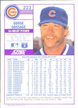 1989 Score #223 Goose Gossage Back