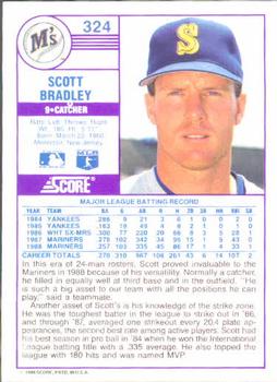 1989 Score #324 Scott Bradley Back