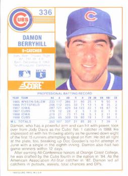 1989 Score #336 Damon Berryhill Back