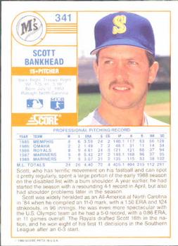 1989 Score #341 Scott Bankhead Back