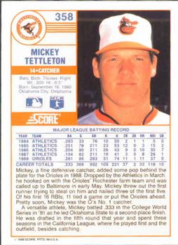 1989 Score #358 Mickey Tettleton Back