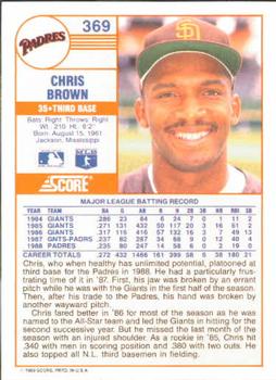 1989 Score #369 Chris Brown Back