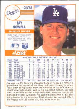 1989 Score #378 Jay Howell Back