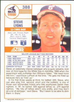 1989 Score #388 Steve Lyons Back