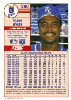 1989 Score #390 Frank White Back