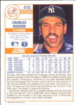 1989 Score #415 Charles Hudson Back