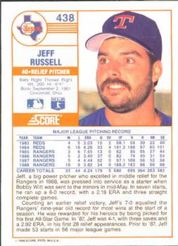 1989 Score #438 Jeff Russell Back