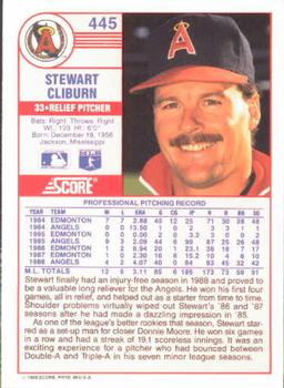 1989 Score #445 Stewart Cliburn Back