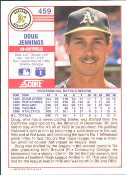 1989 Score #459 Doug Jennings Back