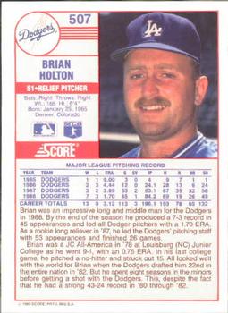 1989 Score #507 Brian Holton Back
