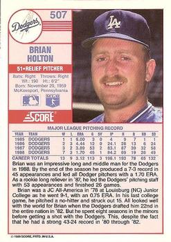 1989 Score #507 Brian Holton Back