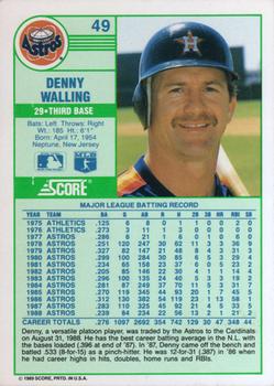 1989 Score #49 Denny Walling Back