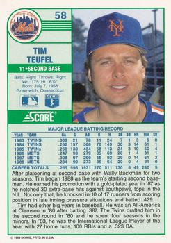 1989 Score #58 Tim Teufel Back