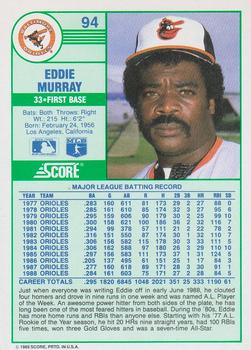 1989 Score #94 Eddie Murray Back