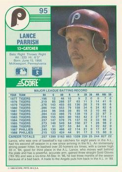 1989 Score #95 Lance Parrish Back