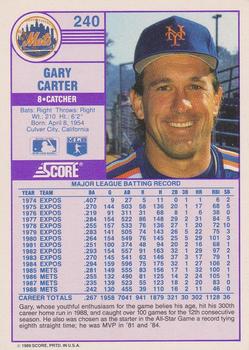 1989 Score #240 Gary Carter Back