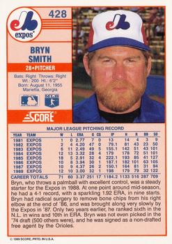1989 Score #428 Bryn Smith Back