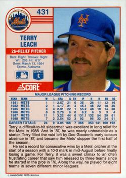 1989 Score #431 Terry Leach Back