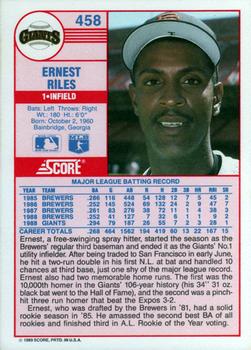 1989 Score #458 Ernest Riles Back