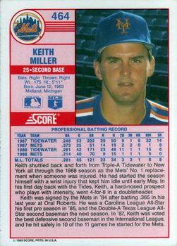 1989 Score #464 Keith Miller Back