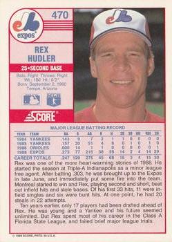 1989 Score #470 Rex Hudler Back