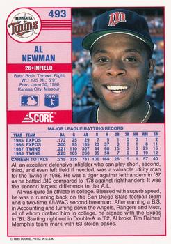 1989 Score #493 Al Newman Back