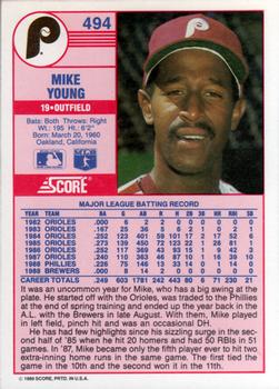 1989 Score #494 Mike Young Back