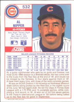 1989 Score #532 Al Nipper Back