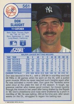 1989 Score #561 Don Slaught Back