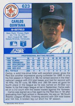 1989 Score #623 Carlos Quintana Back