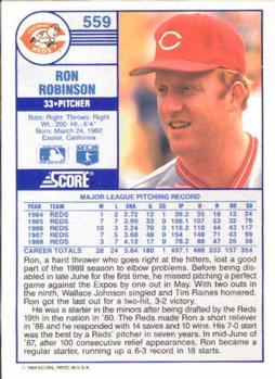1989 Score #559 Ron Robinson Back