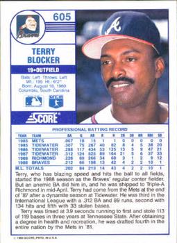 1989 Score #605 Terry Blocker Back